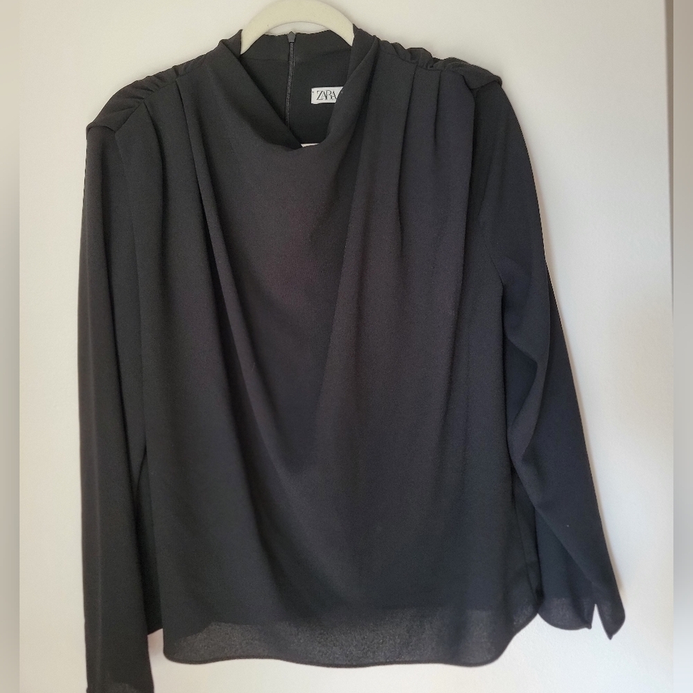 Zara Black Long Sleeve Blouse